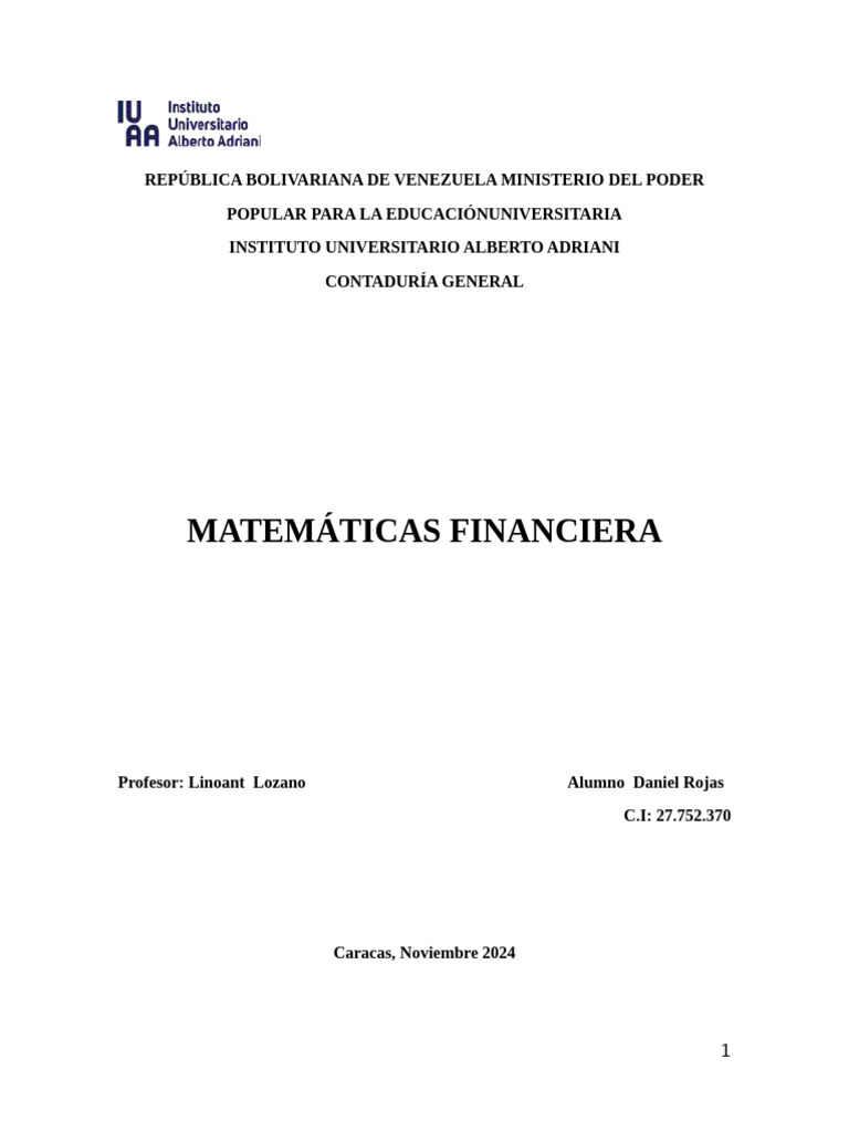 Matemáticas Financieras: Conceptos Clave | PDF | Interés | Tasas de interés