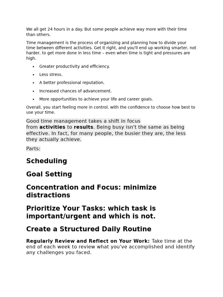 Effective Time Management Strategies | PDF