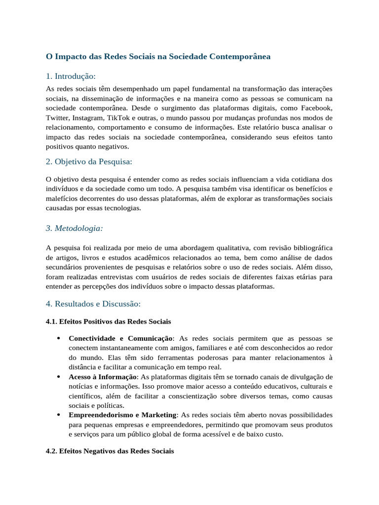 O Impacto Das Redes Sociais Na Sociedade Contemporânea | PDF | Rede ...