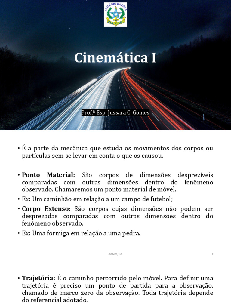 Fundamentos da Cinemática e Movimento | PDF | Trajetória | Velocidade