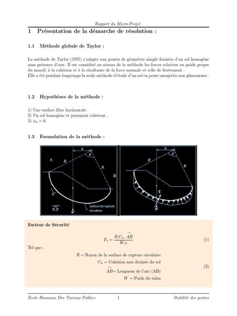 Méthode de Taylor pour la stabilité des pentes | PDF | Mécanique des sols