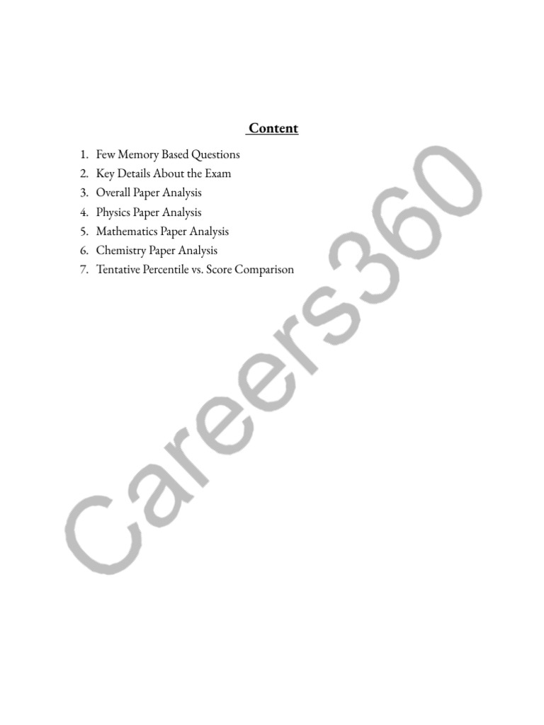 JEE Main 2025: January 28 Shift 1 Analysis | PDF | Multiple Choice ...