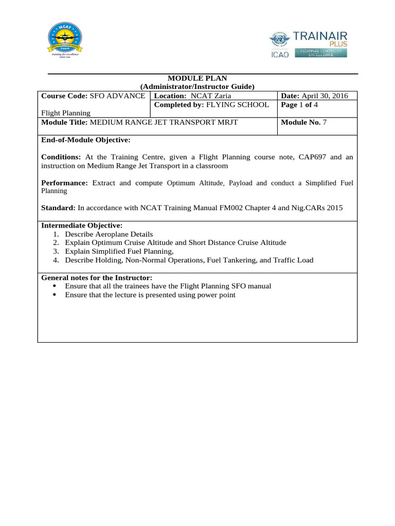 MRJT Flight Planning Module Guide | PDF | Aviation | Aircraft