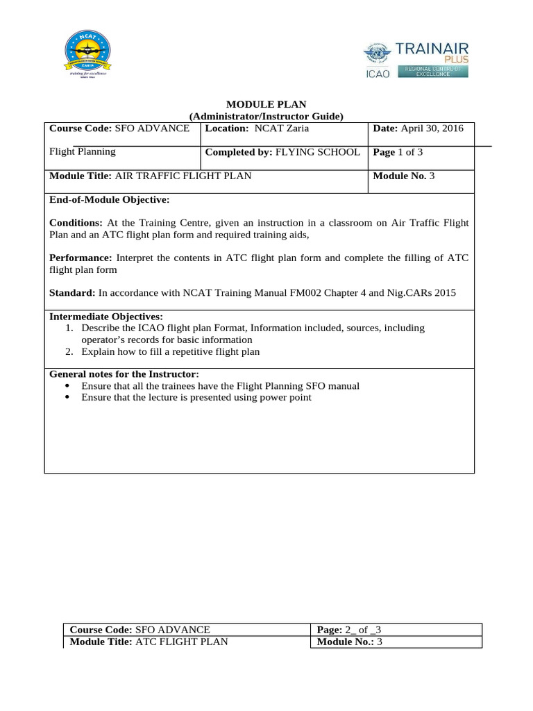 Flight Planning SFO MODULE THREE PLAN | PDF | Air Traffic Control