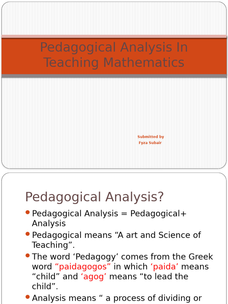 Pedagogical Analysis in Mathematics Teaching | PDF | Area | Pedagogy