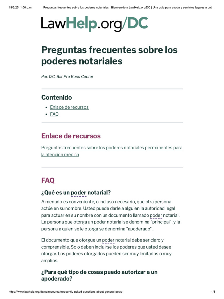Preguntas Frecuentes Sobre Los Poderes Notariales: Contenido | PDF ...