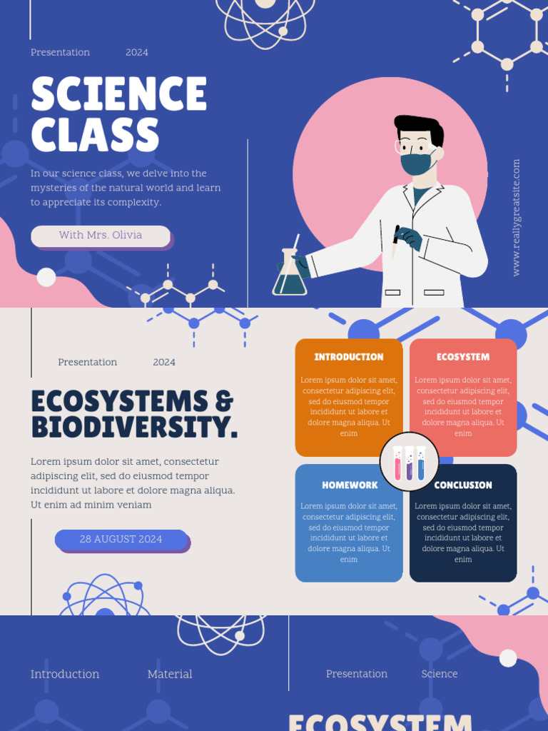 Science Class Presentation in Pink Blue Flat Graphic Style | PDF