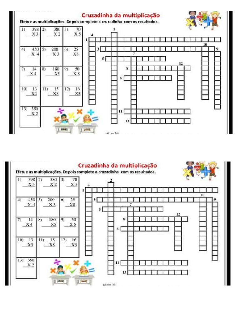 Cruzadinha Da Multiplicação | PDF