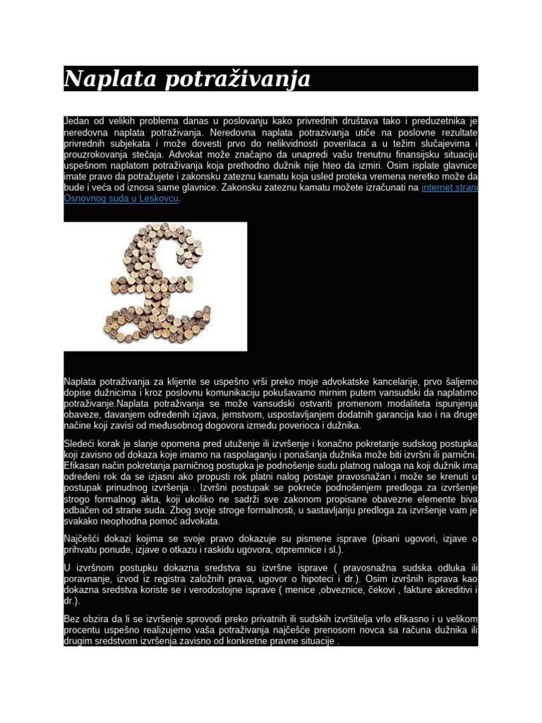 Naplata Potraživanja | PDF