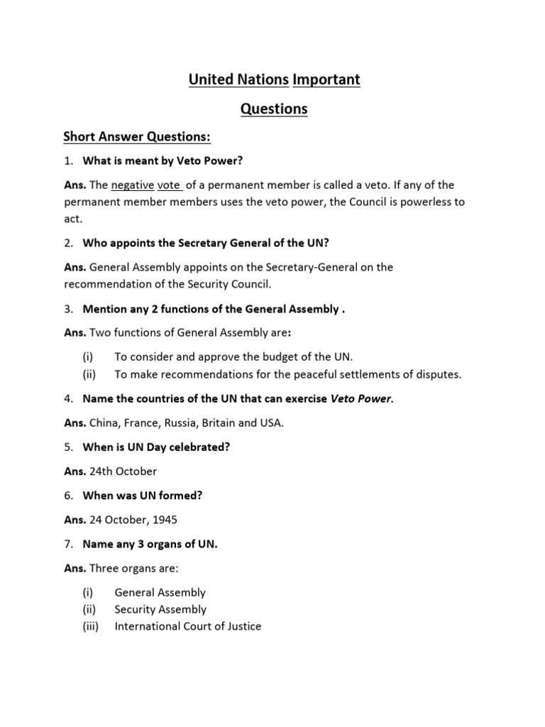 Key Facts About the United Nations | PDF | United Nations Security ...