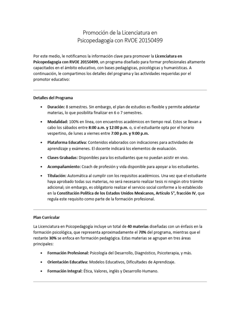 Promoción de La Licenciatura en Psicopedagogía - 20 Dic 2024 | PDF ...