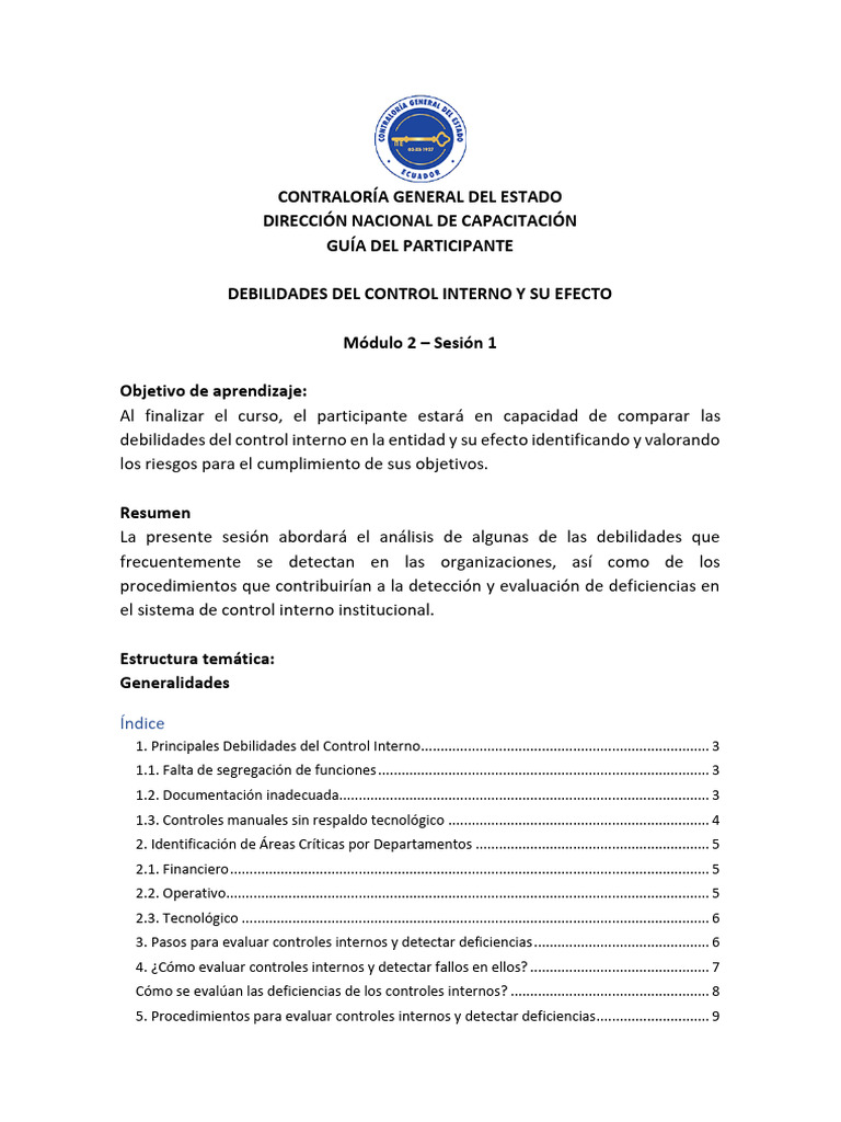 Debilidades del Control Interno y Riesgos | PDF | La seguridad ...