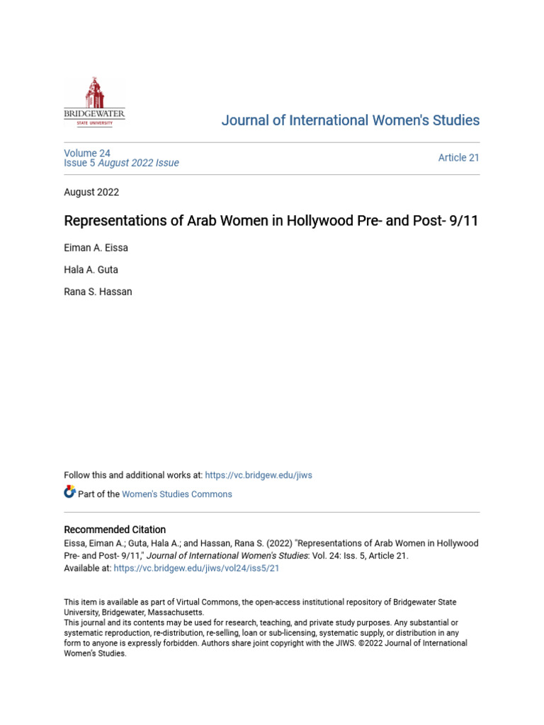 Representations of Arab Women in Hollywood Pre - and Post - 9 - 11 ...