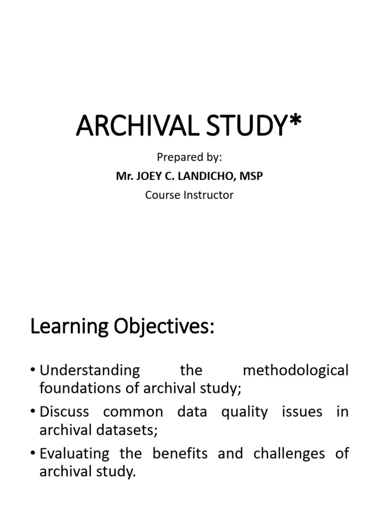 FMIP8 - Archival Study | PDF | Data | Methodology