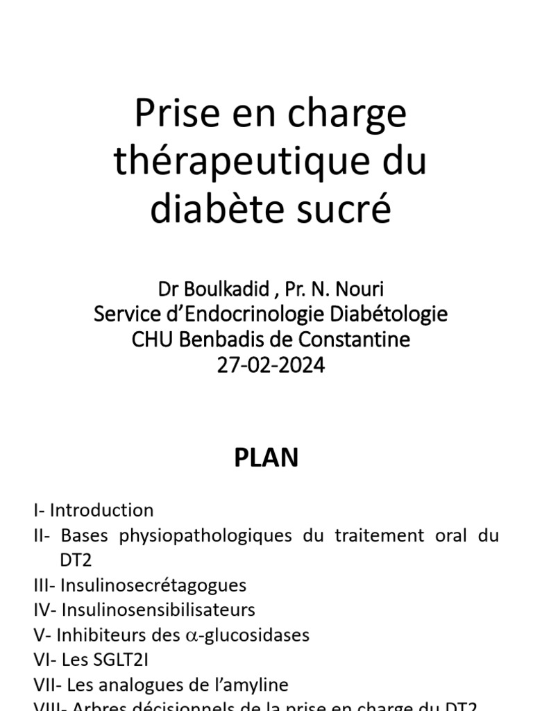 Prise en Charge Thérapeutique Du Diabète Sucré R2 | PDF | Spécialités ...