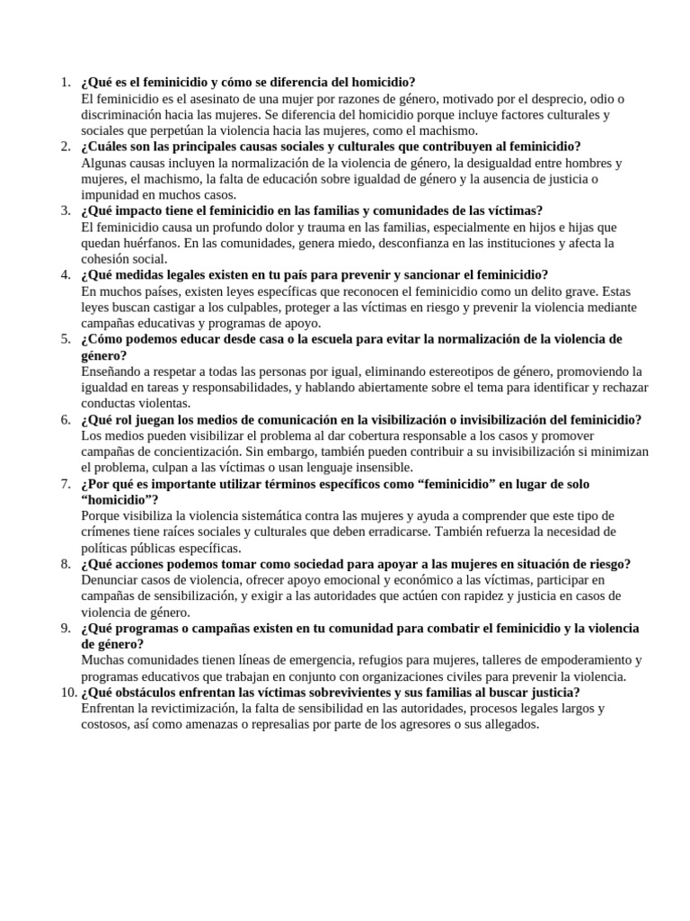 Feminicidio: Causas, Impacto y Soluciones | PDF | La violencia contra ...