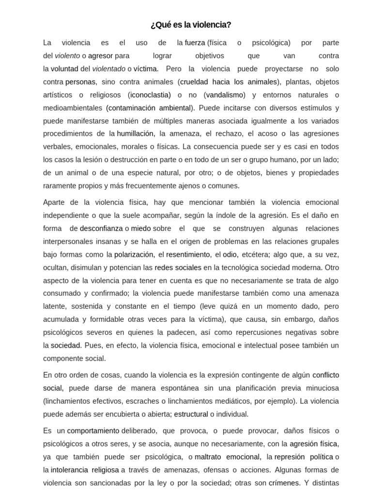 Tipos y consecuencias de la violencia | PDF | Violencia | Agresión