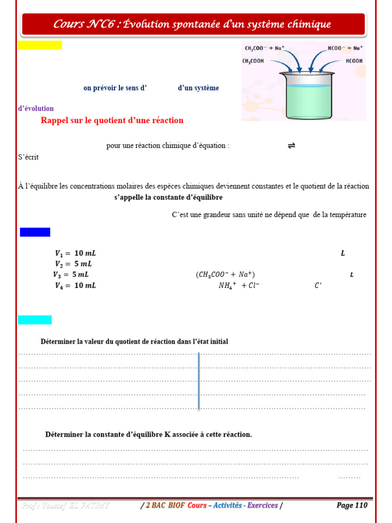 Cours de Chimie : Équilibre et Réactions | PDF | Équilibre chimique ...