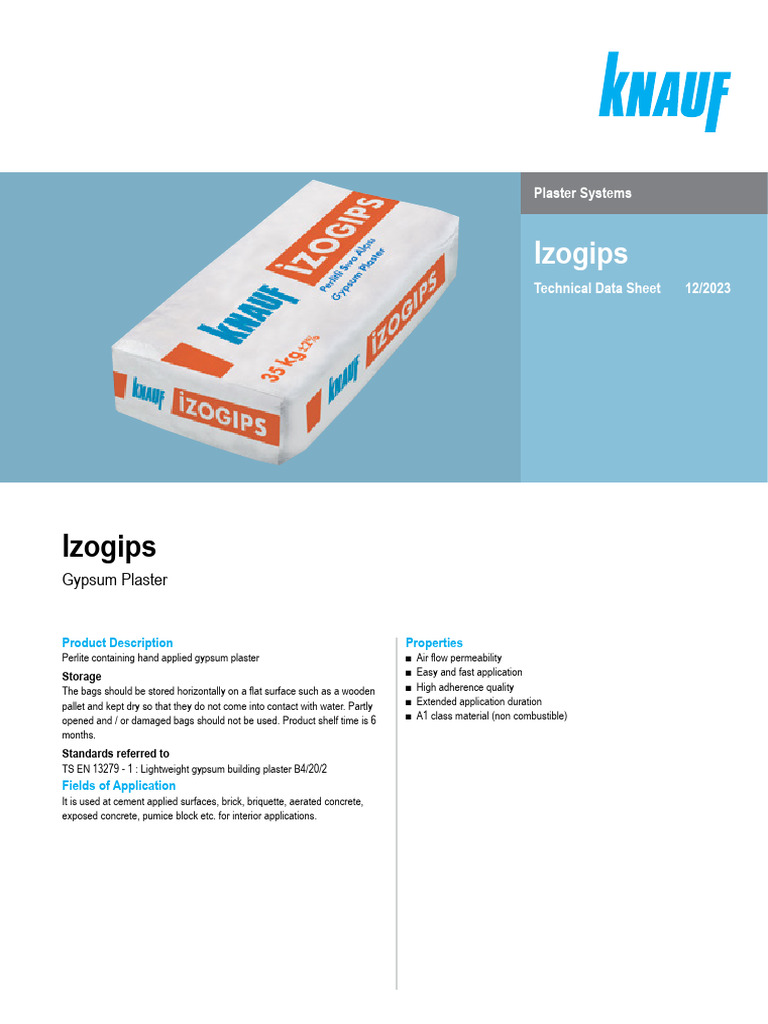 Izogips tds eng 2023 pdf plaster concrete