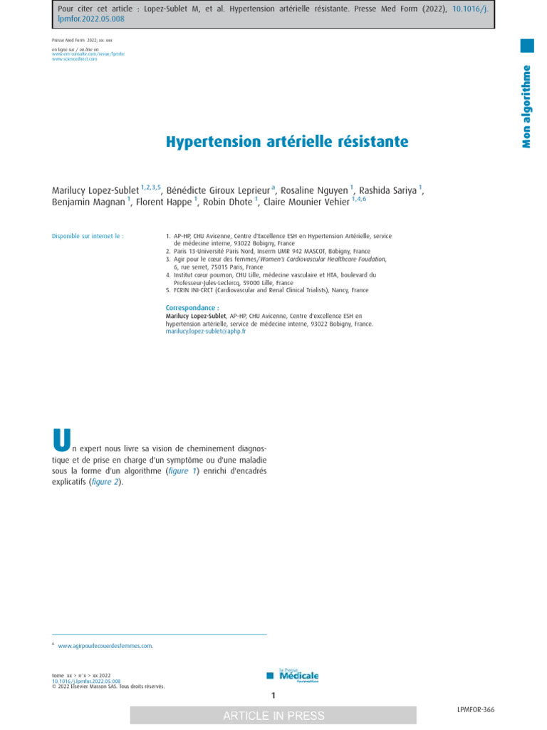 Algorithme de l'HTA résistante | PDF | Hypertension artérielle ...