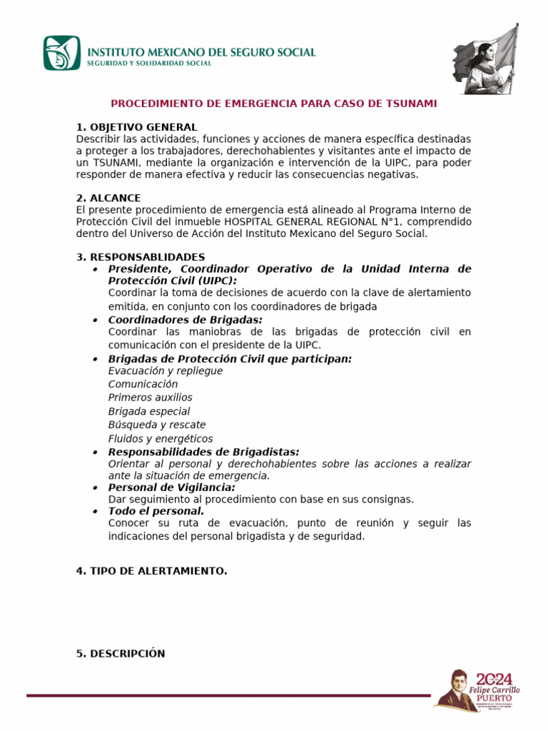 Procedimiento de Emergencia Tsunami | PDF | Defensa Civil