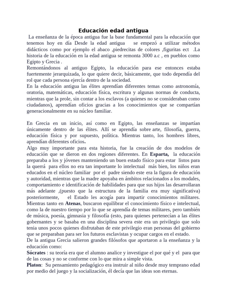 Edades de La Educacion | PDF | Escuelas | Antigua Grecia