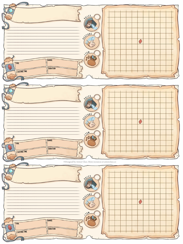 Spell Area Sheet - Colorfull - Armorclass - Co | PDF