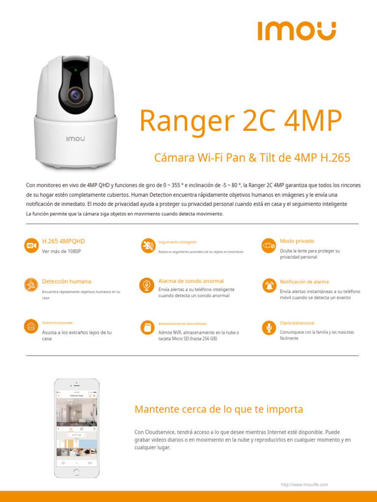 Imou Camara Ranger - 2C - 4MP - IP PT Wifi 4mp Full Color Ir Sirena Luz ...