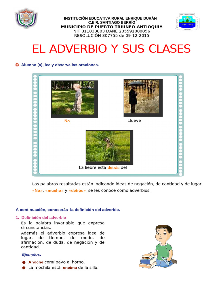 Clases y ejemplos de adverbios | PDF | Adverbio | Mecánica del lenguaje
