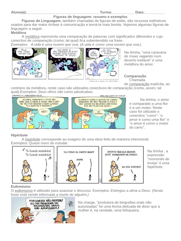 Figuras de Linguagem: Exemplos e Resumo | PDF | Metáfora | Amor
