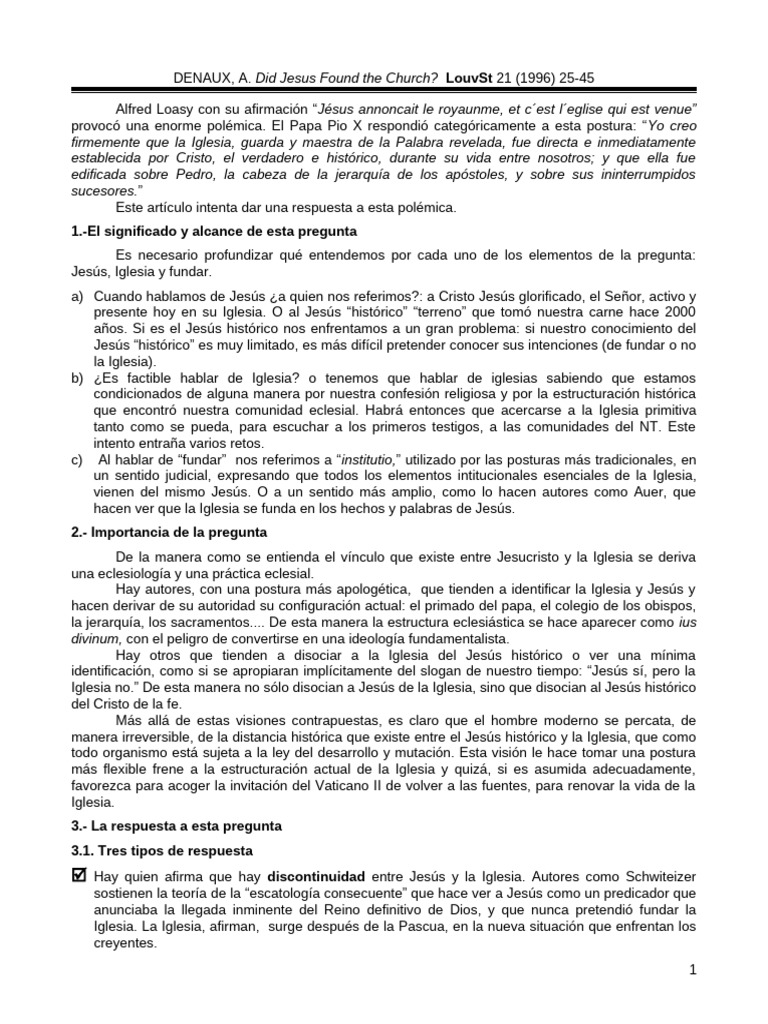 Jesús y el origen de la Iglesia | PDF | Jesús | Iglesia cristiana