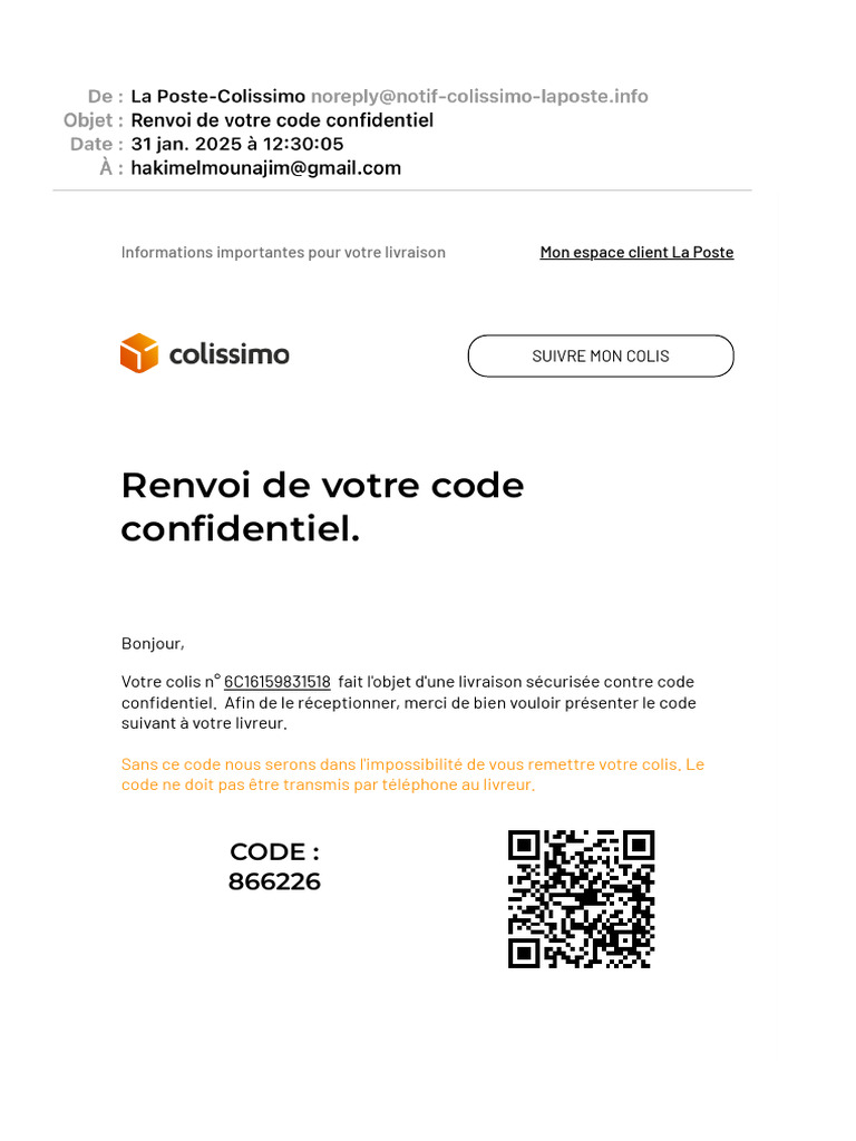 Code de livraison sécurisé pour colis | PDF