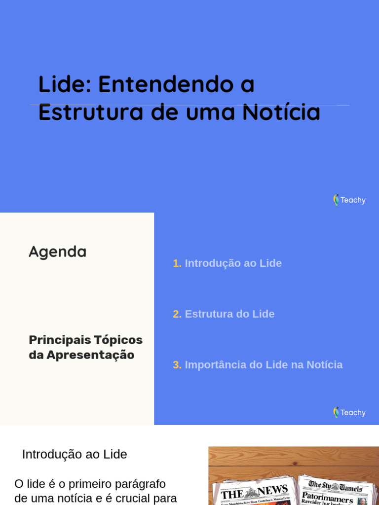Slide - Lide - Entendendo A Estrutura de Uma Notícia | PDF | Narrativa