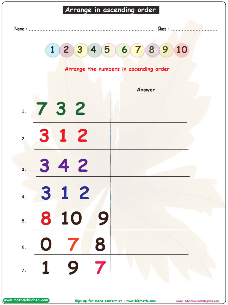 Arrange Ascending Order | PDF