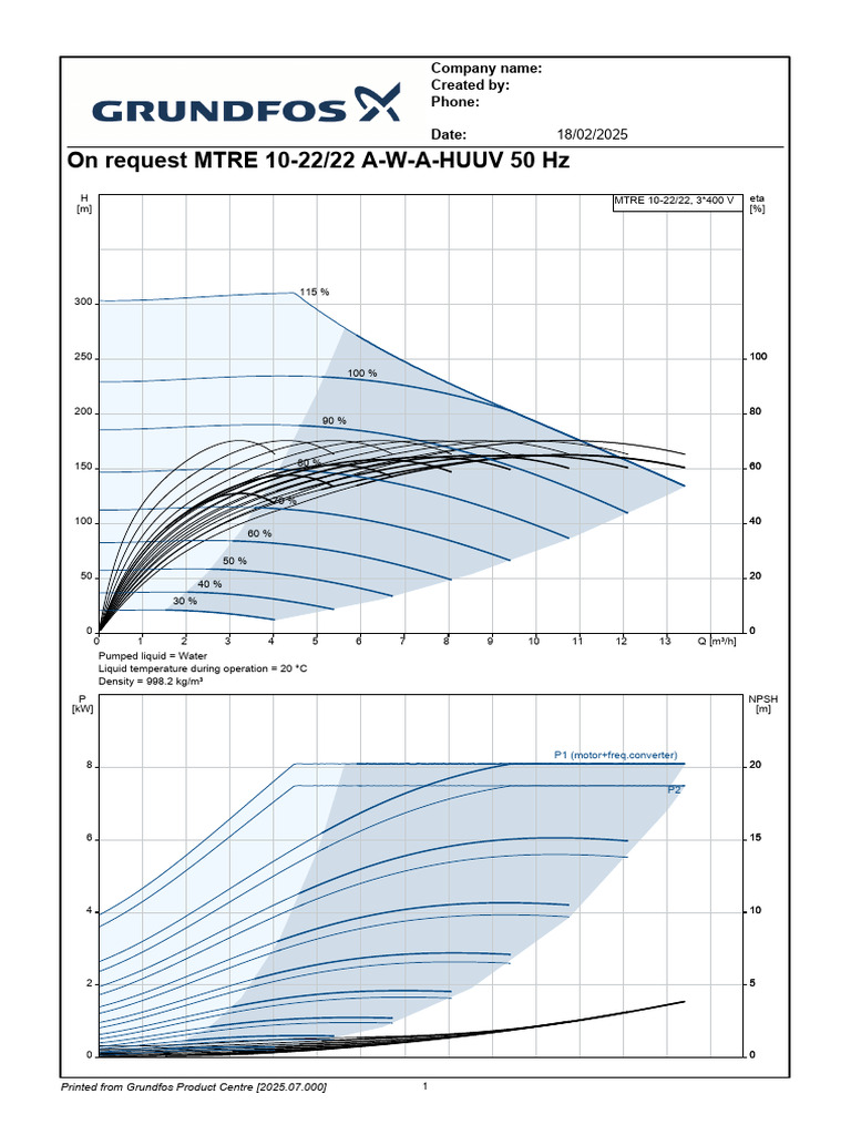 MTRE 10-22/22 Pump Specifications | PDF | Pump | Mains Electricity