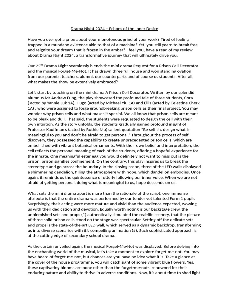 Student Drama Night Review | PDF