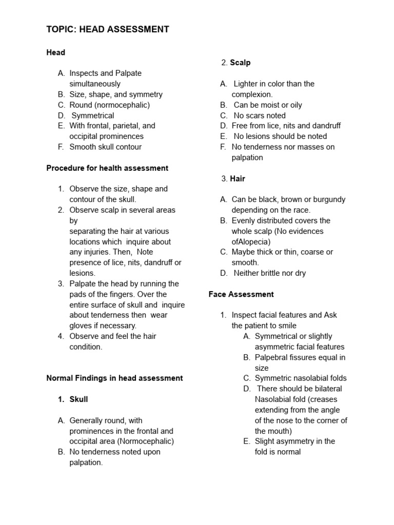 Comprehensive Head Assessment Guide | PDF | Cornea | Human Anatomy