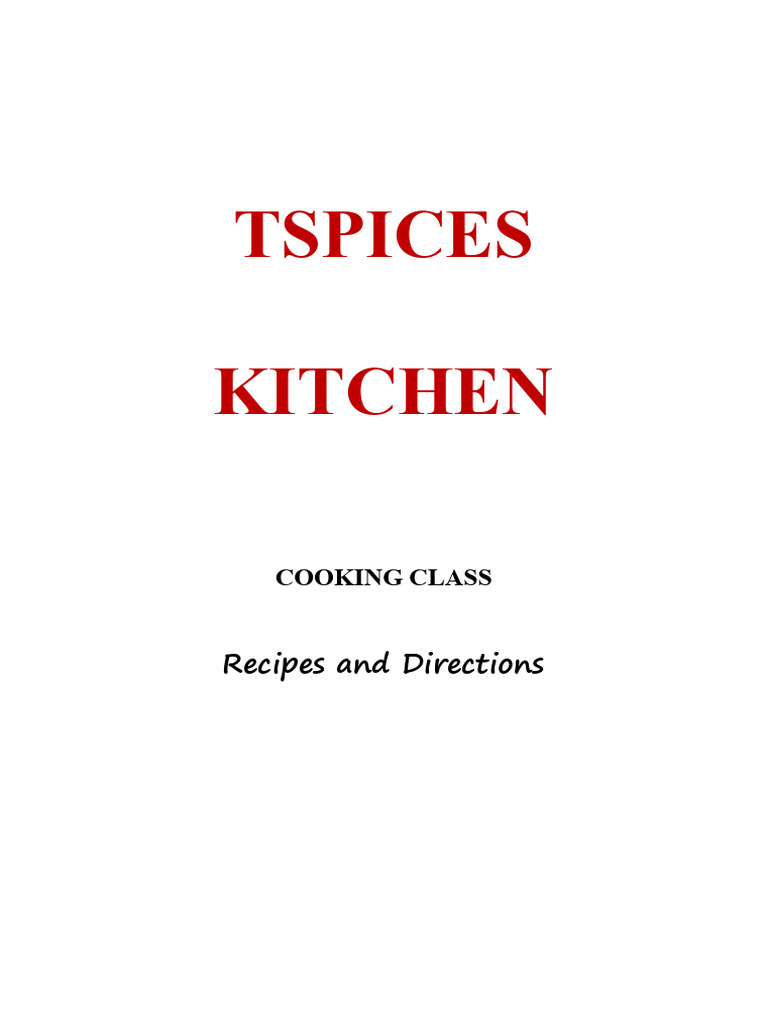TSPICES Cooking Class 2 | PDF | Stir Frying | Curry