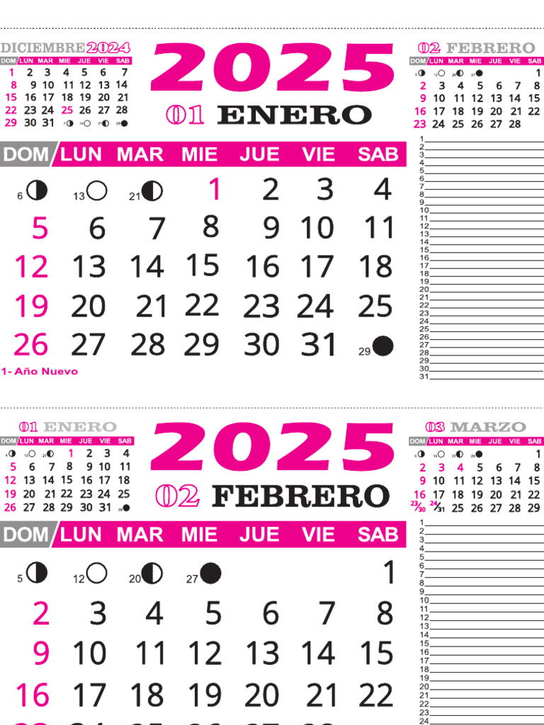 Calendario 2025 Rosa | PDF