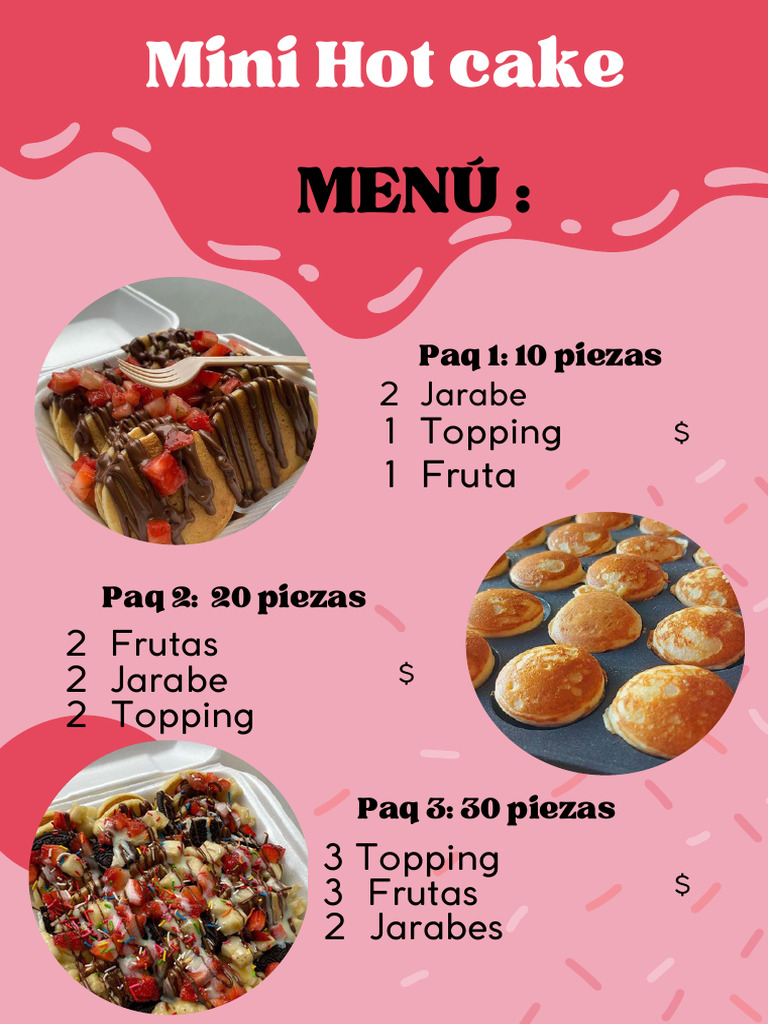 Menú de Mini Hot Cakes y Toppings | PDF