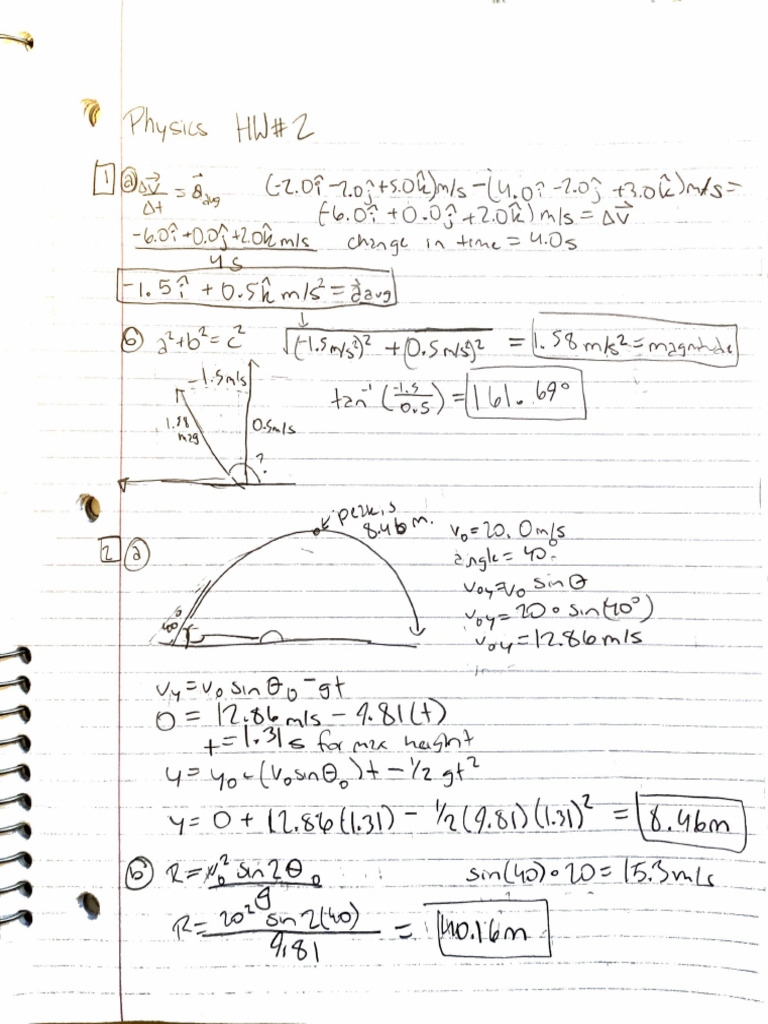 Physics HW 2 | PDF