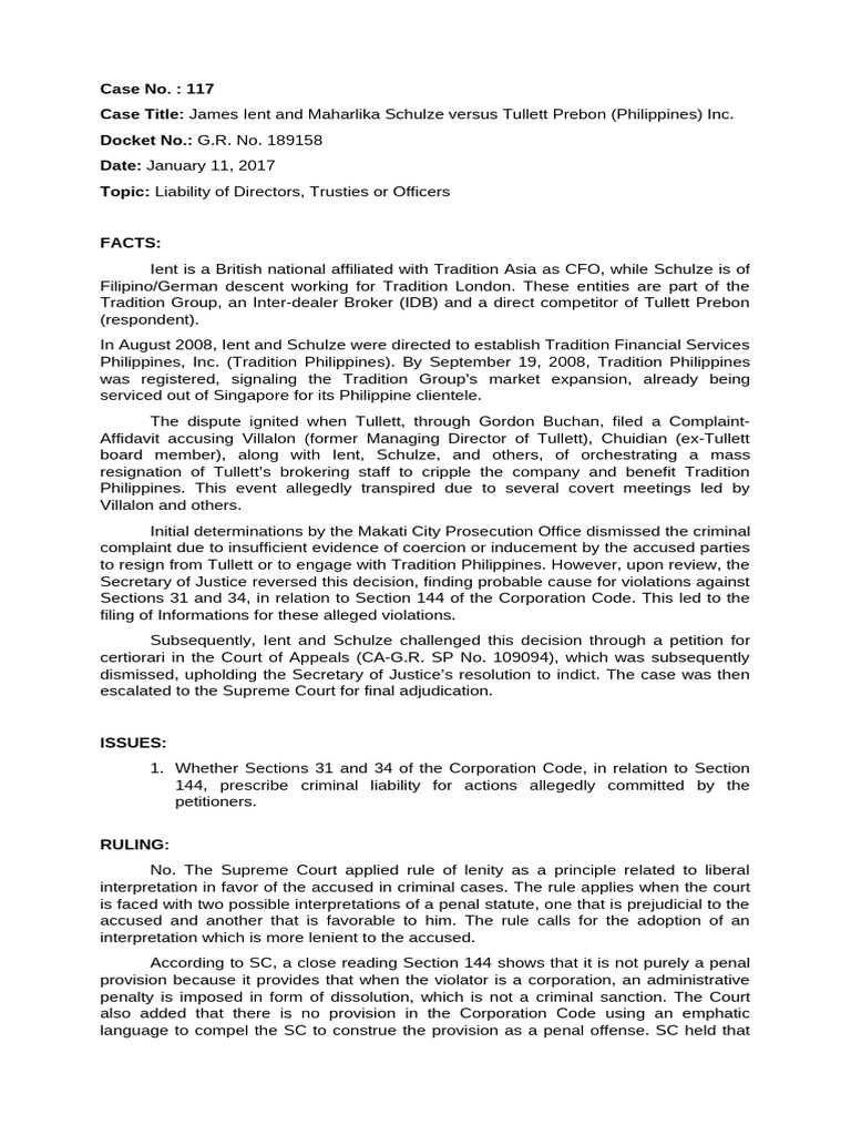 Supreme Court Ruling on Corporate Liability | PDF | Legal Remedy ...