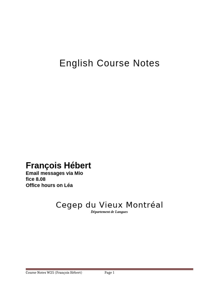 Course Notes W25 | PDF | Grammatical Gender | Punctuation