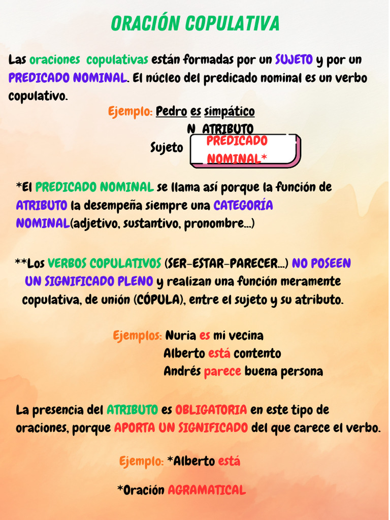 Oraciones Copulativas: Definición y Ejemplos | PDF