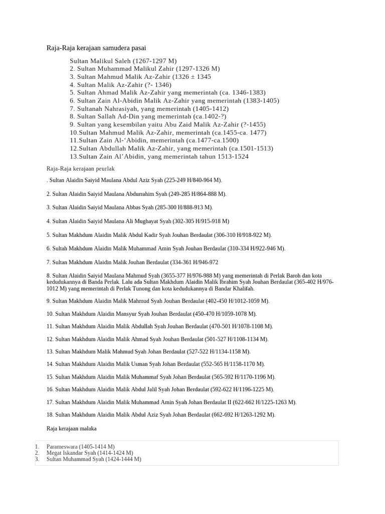 Daftar Raja-Raja Kerajaan di Nusantara | PDF