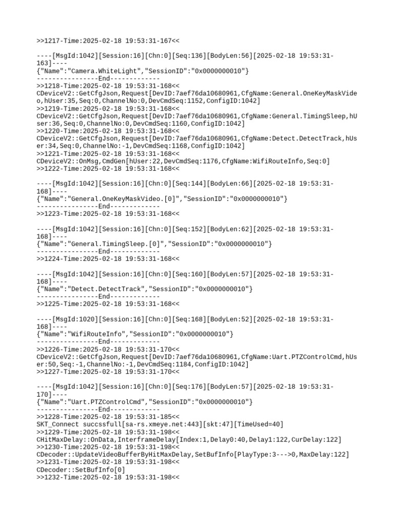 Camera Configuration and Status Logs | PDF