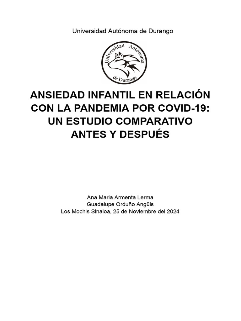 Impacto de La Pandemia en Los Niveles de Ansiedad Infantil ...