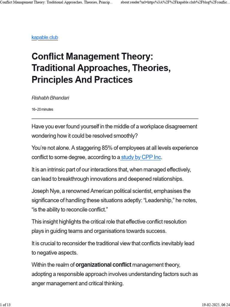 Conflict Management Theory Explained | PDF | Conflict Resolution ...