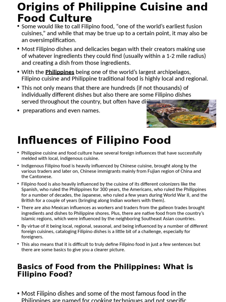 Origins of Philippine Cuisine and Food Culture | PDF | Cooking | Asian ...