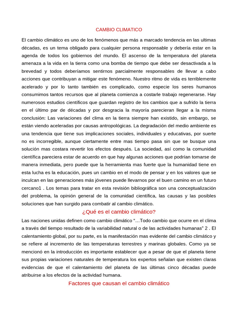 Causas y soluciones del cambio climático | PDF | Gases de efecto ...